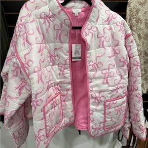 Mud Pie Pink and White Puffer Jacket
